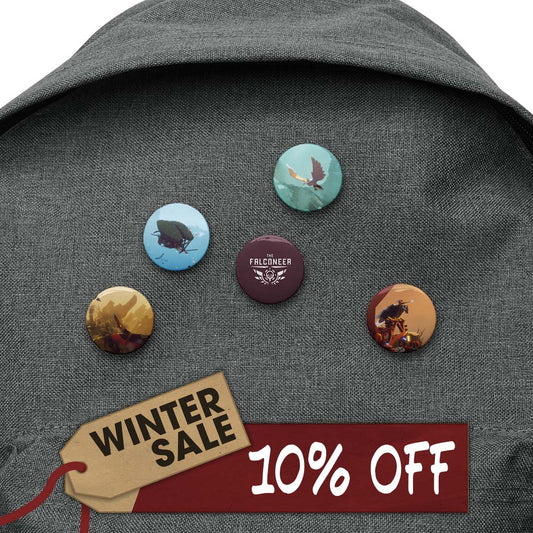 The Falconeer Set of Pin Buttons