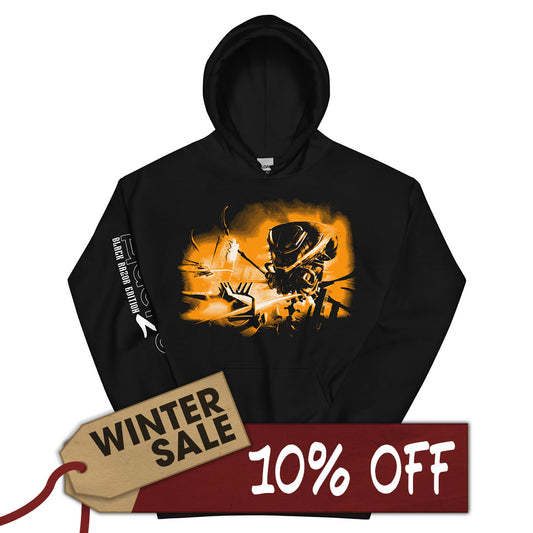 Aaero2 : Black Razor Unisex Hoodie in Orange