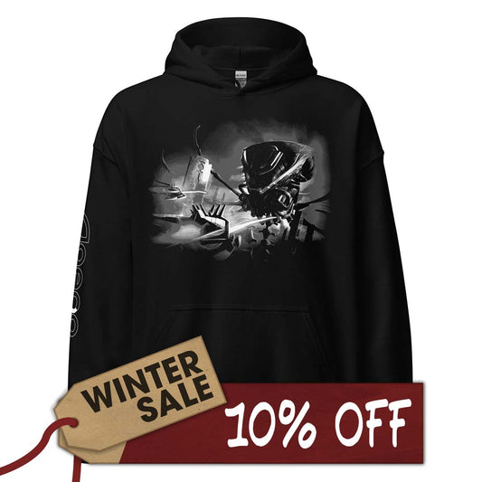 Aaero2 : Black Razor Unisex Hoodie in Grey